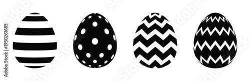 Four black and white oval patterns on a white background