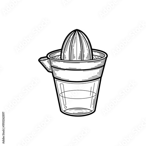 Manual citrus juicer in sketch style isolated on white background hand drawn illustration