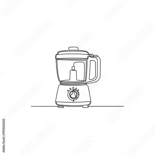 Continuous one line drawing food processor. modern kitchen electrical appliance