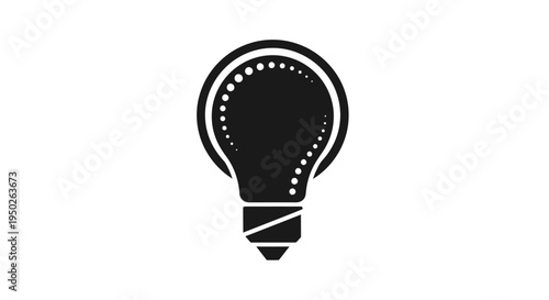 Minimalist lightbulb icon with dots symbolizing innovation and creativity on an isolated white background.