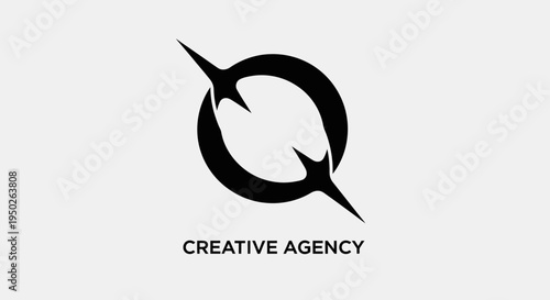 Creative agency simple abstract logo design, dynamic circular symbol, in bright studio.