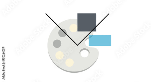 Conceptual Art Palette with Floating Geometric Shapes on a Bright Studio Background