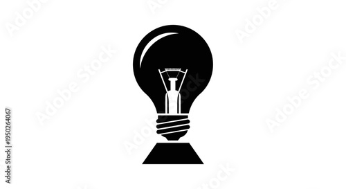 Classic Incandescent Light Bulb Silhouette Representing Idea and Innovation on Isolated White Background