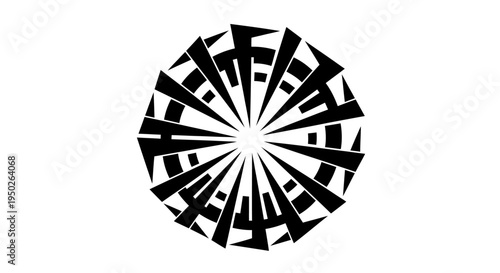 Abstract Geometric Radial Pattern Design Resembling a Target on Isolated White Background