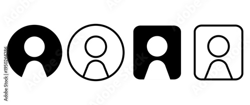 Vector flat illustration. Set of icons in grayscale. Avatar, user profile, face icon, gender-neutral silhouette, profile picture. Suitable for social media profiles, icons, splash screens and as a tem