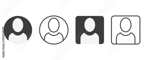 Vector flat illustration. Set of icons in grayscale. Avatar, user profile, face icon, gender-neutral silhouette, profile picture. Suitable for social media profiles, icons, splash screens and as a tem