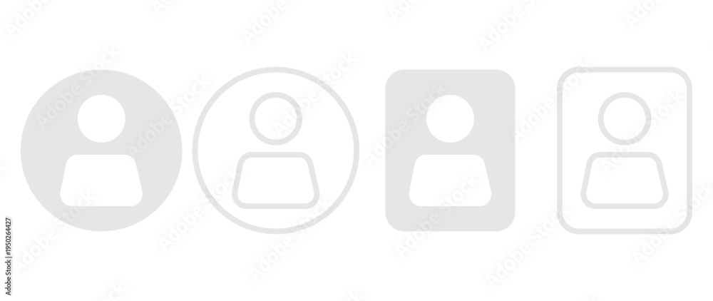 Fototapeta premium Vector flat illustration. Set of icons in grayscale. Avatar, user profile, face icon, gender-neutral silhouette, profile picture. Suitable for social media profiles, icons, splash screens and as a tem