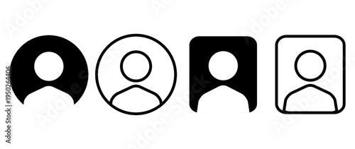 Vector flat illustration. Set of icons in grayscale. Avatar, user profile, face icon, gender-neutral silhouette, profile picture. Suitable for social media profiles, icons, splash screens and as a tem