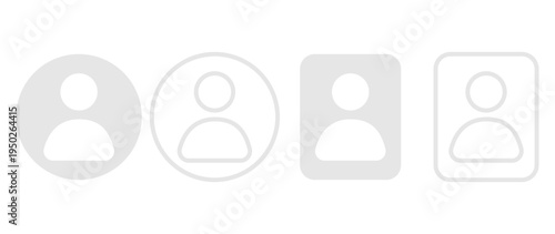 Vector flat illustration. Set of icons in grayscale. Avatar, user profile, face icon, gender-neutral silhouette, profile picture. Suitable for social media profiles, icons, splash screens and as a tem