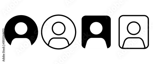 Vector flat illustration. Set of icons in grayscale. Avatar, user profile, face icon, gender-neutral silhouette, profile picture. Suitable for social media profiles, icons, splash screens and as a tem