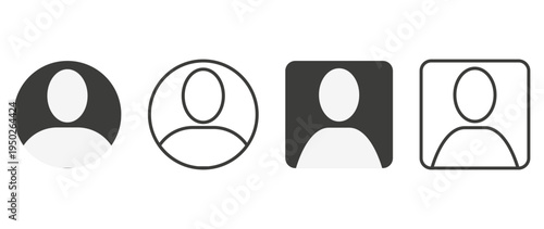 Vector flat illustration. Set of icons in grayscale. Avatar, user profile, face icon, gender-neutral silhouette, profile picture. Suitable for social media profiles, icons, splash screens and as a tem