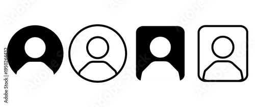 Vector flat illustration. Set of icons in grayscale. Avatar, user profile, face icon, gender-neutral silhouette, profile picture. Suitable for social media profiles, icons, splash screens and as a tem