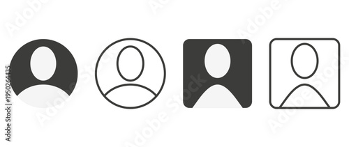 Vector flat illustration. Set of icons in grayscale. Avatar, user profile, face icon, gender-neutral silhouette, profile picture. Suitable for social media profiles, icons, splash screens and as a tem