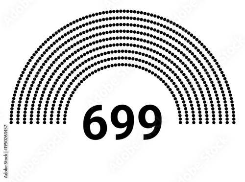Hemicycle 699 seats - 8 rows