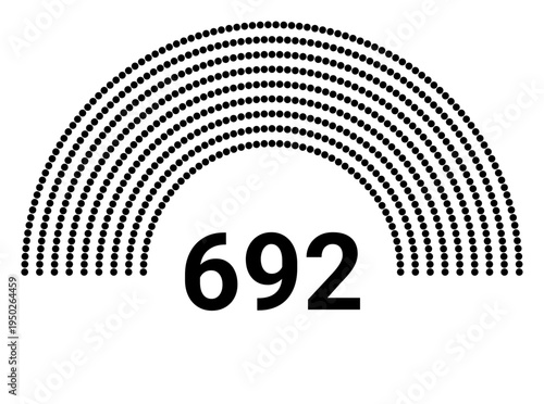 Hemicycle 692 seats - 8 rows
