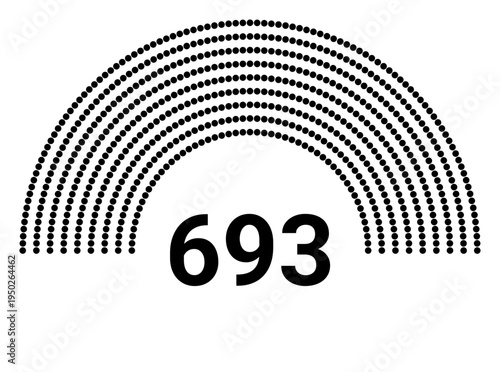 Hemicycle 693 seats - 8 rows