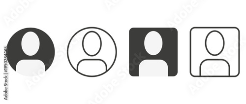 Vector flat illustration. Set of icons in grayscale. Avatar, user profile, face icon, gender-neutral silhouette, profile picture. Suitable for social media profiles, icons, splash screens and as a tem