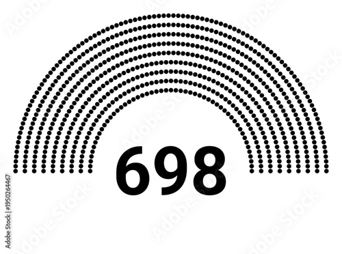 Hemicycle 698 seats - 8 rows