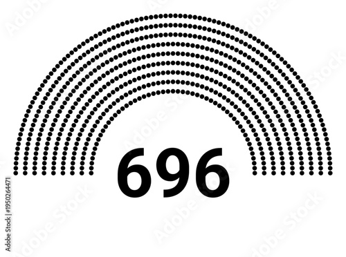 Hemicycle 696 seats - 8 rows