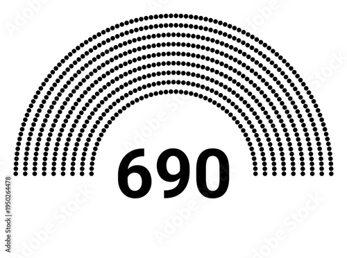 Hemicycle 690 seats - 8 rows