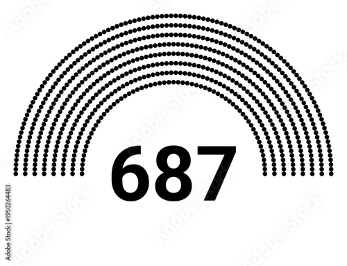 Hemicycle 687 seats - 8 rows