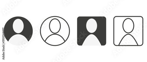 Vector flat illustration. Set of icons in grayscale. Avatar, user profile, face icon, gender-neutral silhouette, profile picture. Suitable for social media profiles, icons, splash screens and as a tem