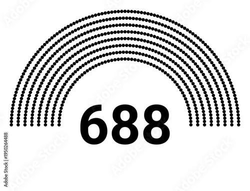 Hemicycle 688 seats - 8 rows