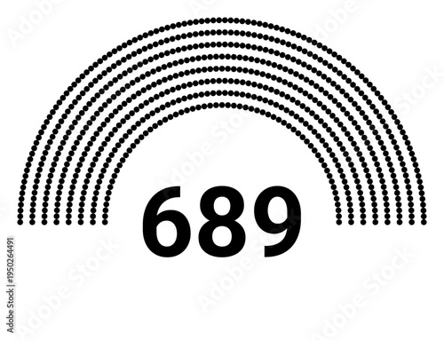 Hemicycle 689 seats - 8 rows