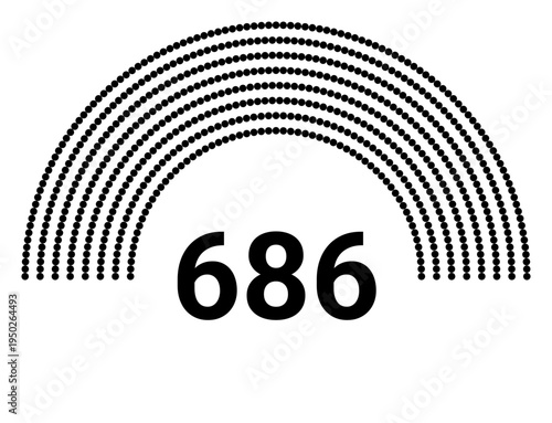 Hemicycle 686 seats - 8 rows