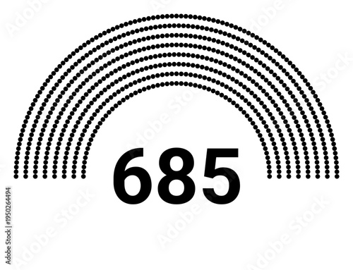 Hemicycle 685 seats - 8 rows