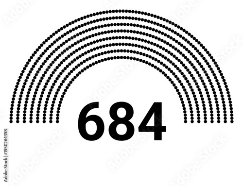 Hemicycle 684 seats - 8 rows