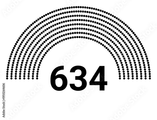 Hemicycle 634 seats - 8 rows