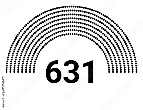 Hemicycle 631 seats - 8 rows