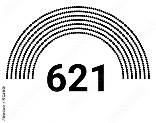 Hemicycle 621 seats - 8 rows