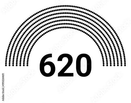 Hemicycle 620 seats - 8 rows