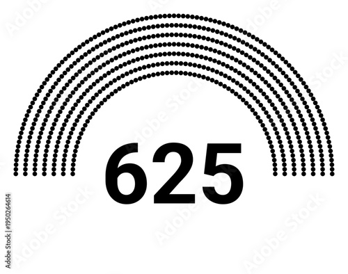 Hemicycle 625 seats - 8 rows
