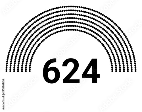 Hemicycle 624 seats - 7 rows