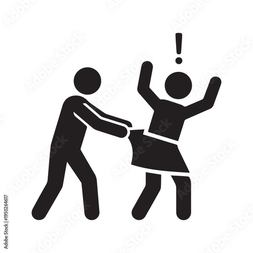 Stick Figure Icon of Inappropriate Behavior and Harassment