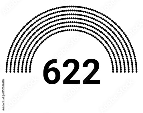 Hemicycle 622 seats - 7 rows
