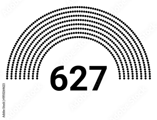 Hemicycle 627 seats - 7 rows