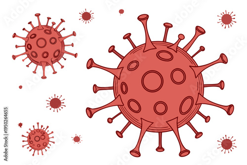 Microscopic Coronavirus or Flu Virus Illustration for Healthcare 