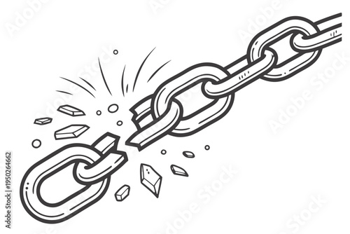 Breaking Chain Link Illustration Representing Freedom and Strength