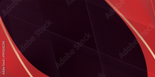 Luxurious golden curve line with glittering light on red abstract background. Vector illustration