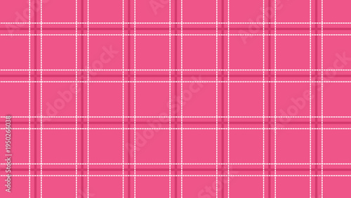 Vibrant seamless pink plaid pattern with classic white and light pink grid lines for textile design and backgrounds