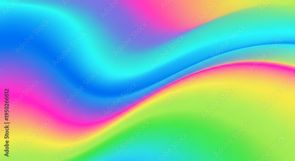 Obraz premium Vibrant abstract background features smooth flowing waves of neon color gradients