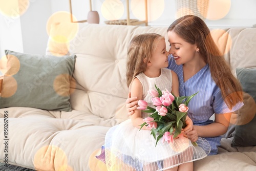 Cute little girl greeting h...
