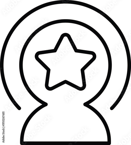 Customer rating and user reputation icon, person profile with star symbol representing review, feedback, reputation management and customer satisfaction concept