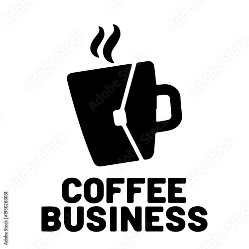 Coffee business logo with steaming cup