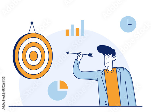 Business Target and Goals Achievement Strategy Illustration