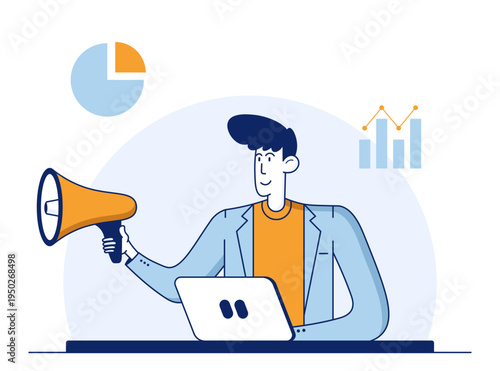 Digital Marketing and Advertising Campaign Strategy Illustration